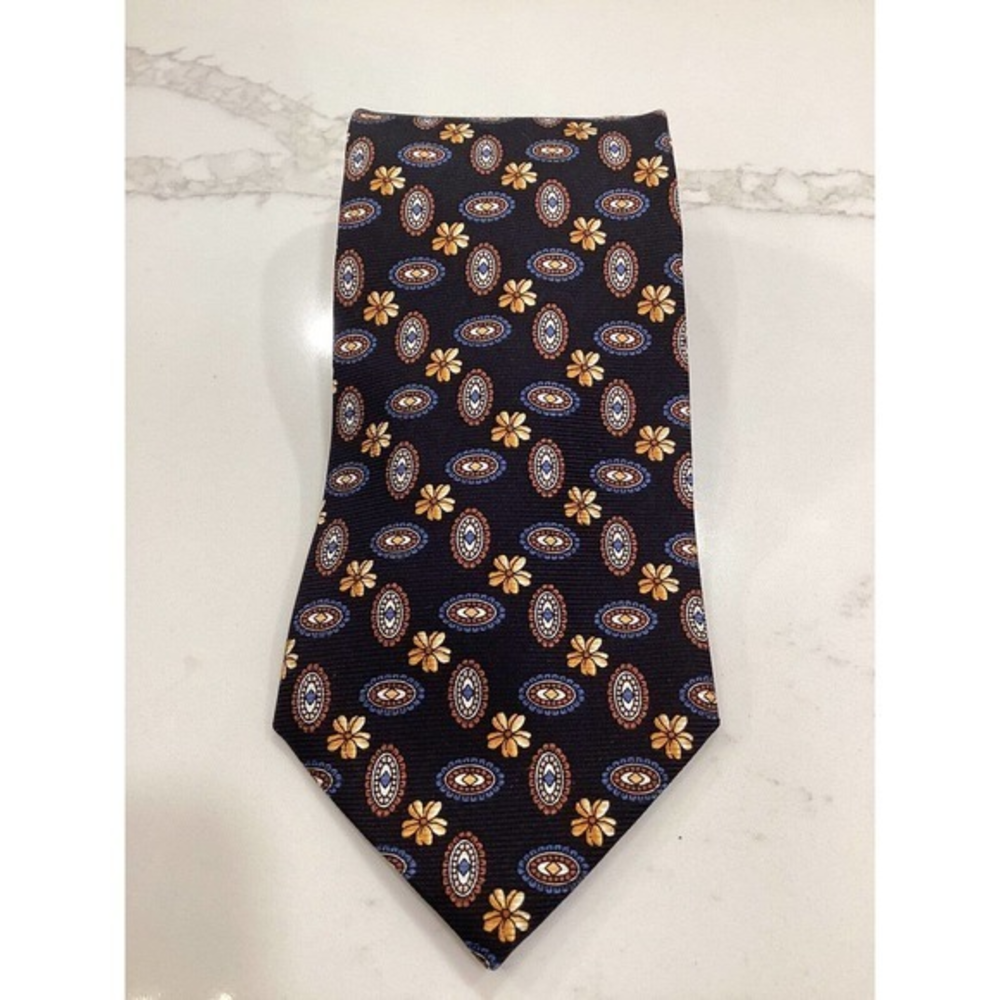 MEETING STREET Gentlemen Clothiers 100% Italian‎ Silk Black FLORAL PRINT TIE